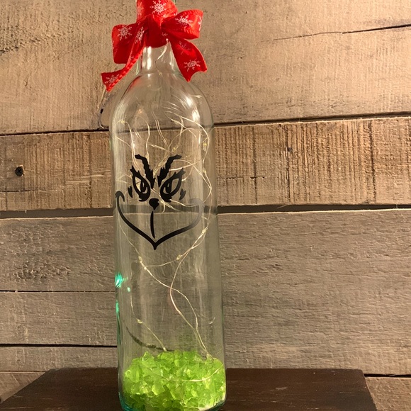 Grinch face wine bottle lantern - Picture 1 of 10
